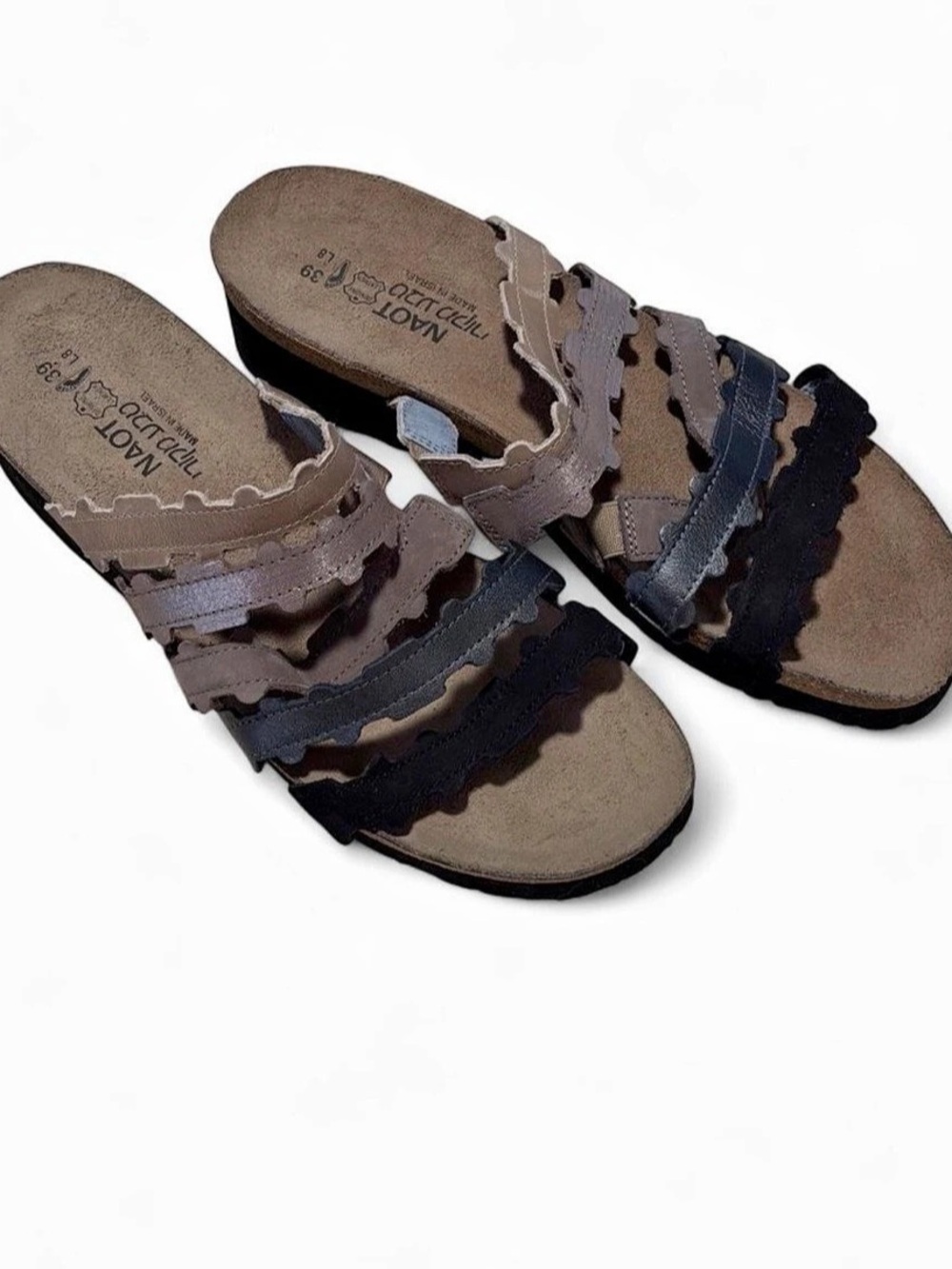 NAOT Women's Black & Brown Wedge Sandals